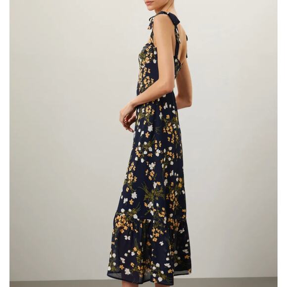 Reformation Blue Floral Midi Slip Dress SIZE 2 Cottage Sundress Corset $278 - Picture 2 of 13